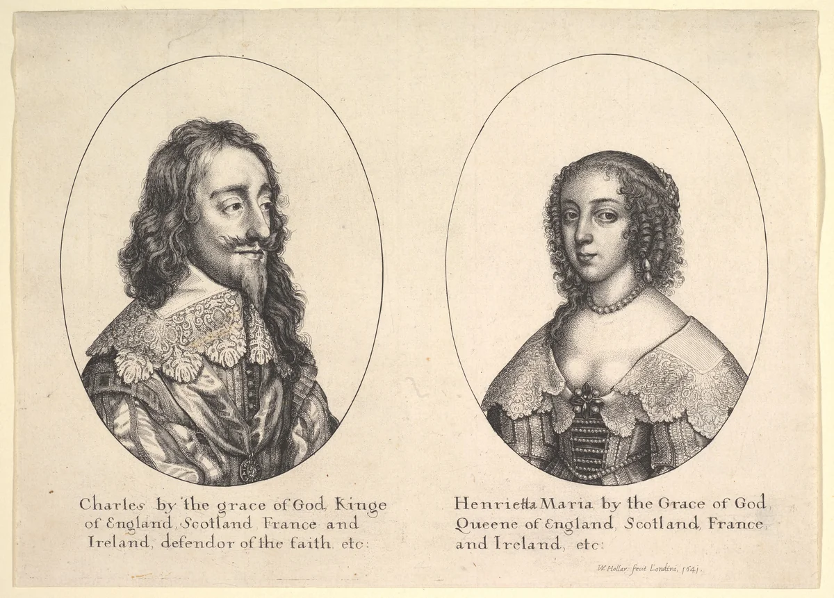 Charles I and Henrietta Maria by Wenceslaus Hollar, print, 1641