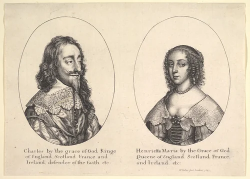 Charles I and Henrietta Maria by Wenceslaus Hollar, print, 1641