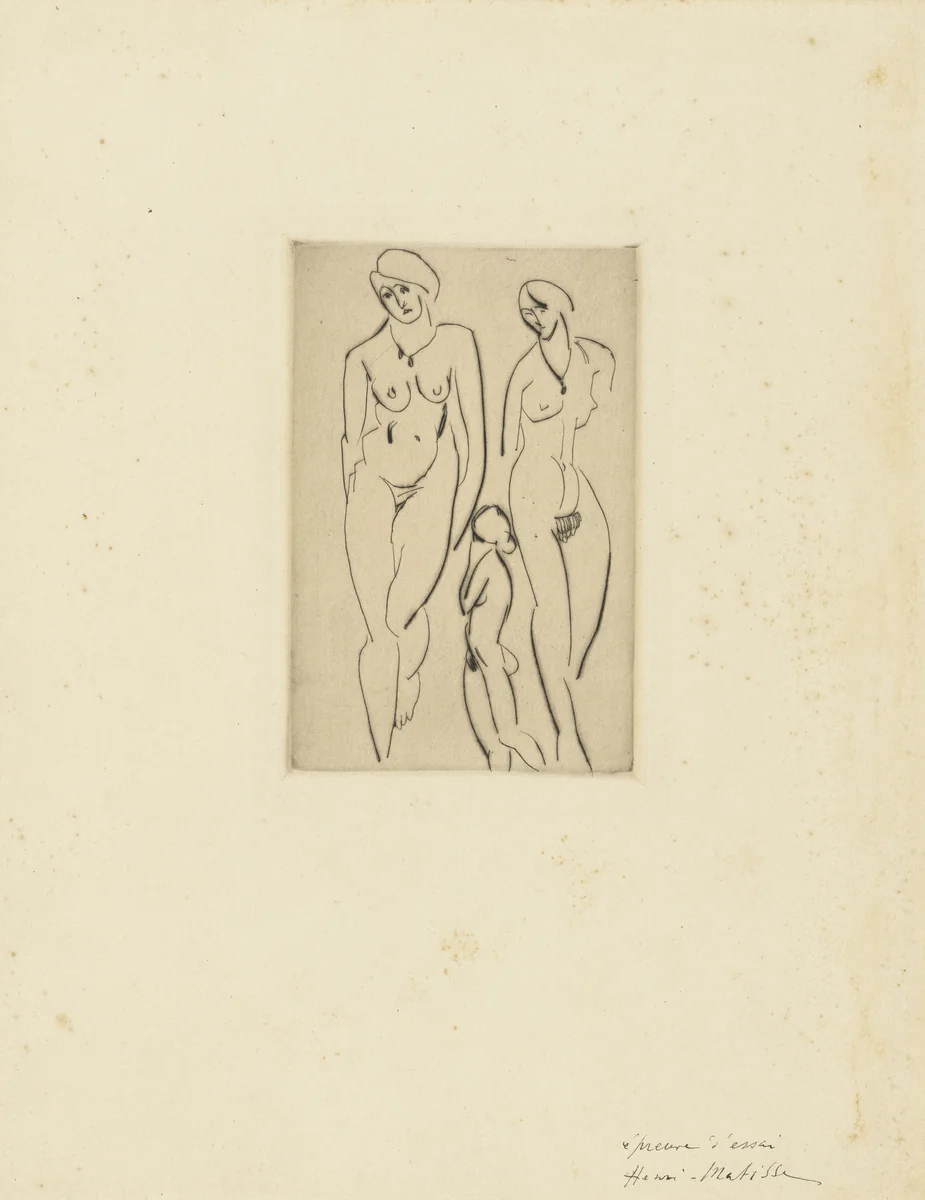 Trois figures - Académies by Henri Matisse, print, 1914