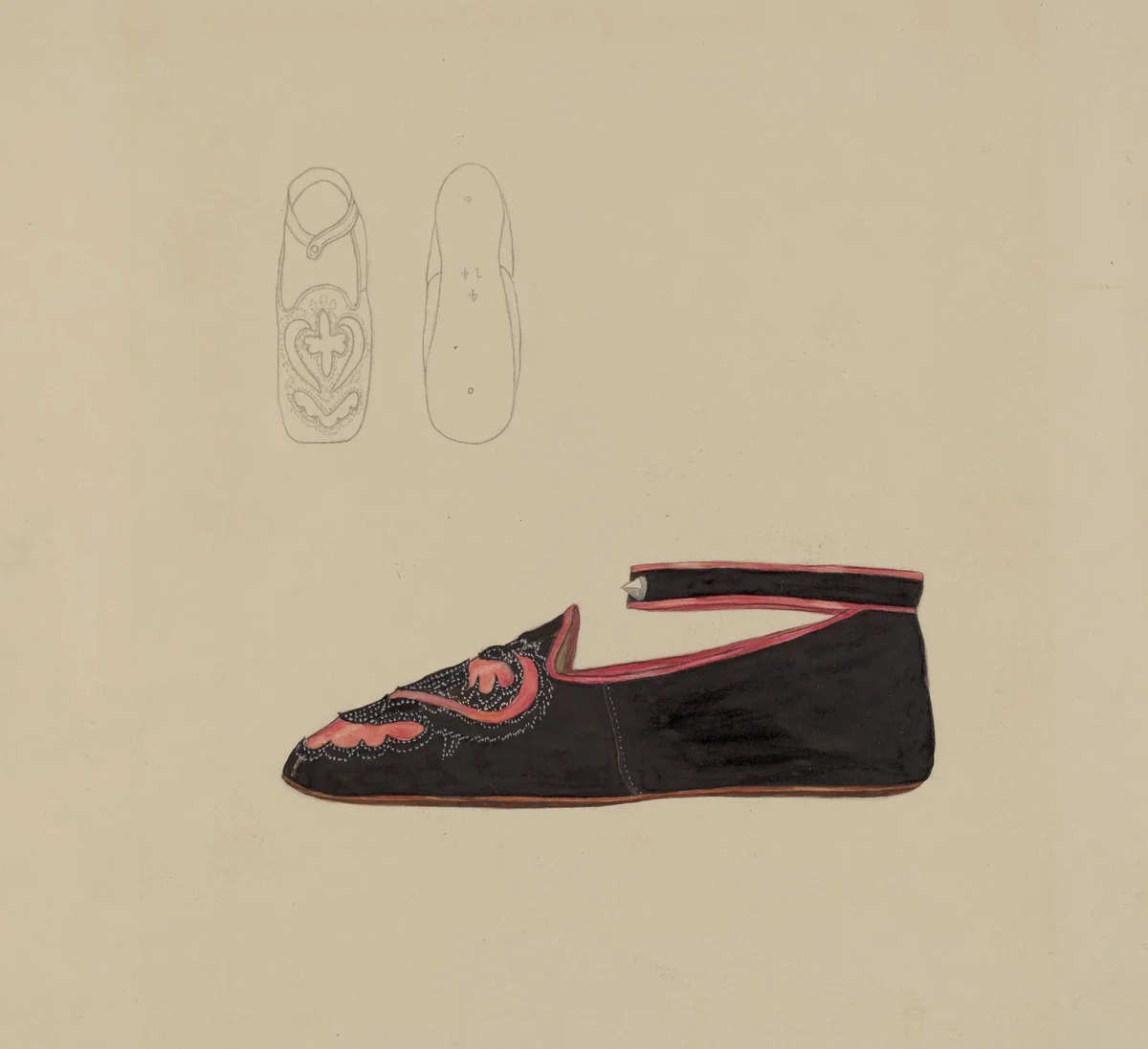 Baby Shoe by Gladys Cook, index of american design, 1935-1942