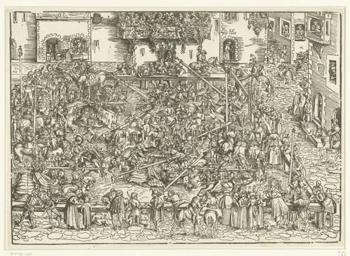 Toernooi op het marktplein in Wittenberg by Unknown, print, 1506
