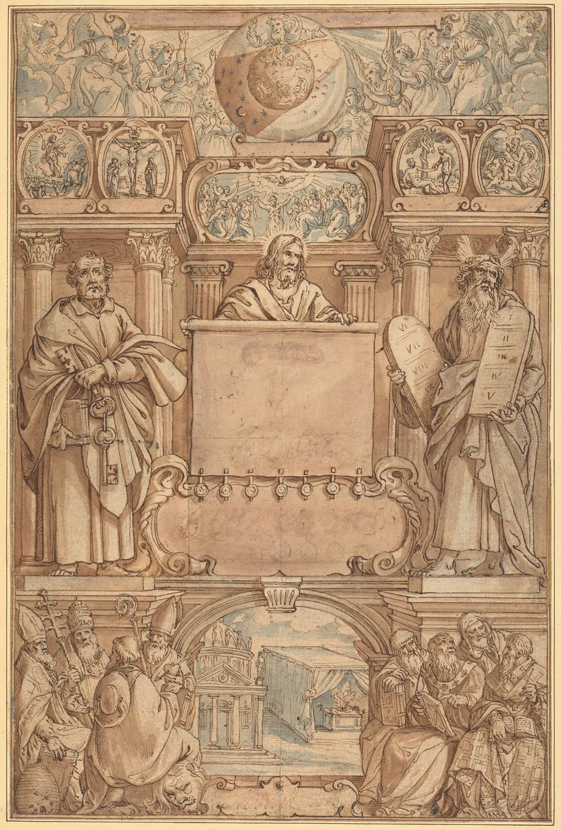 Title Page for a Bible by Augustin Braun, drawing, 1559-1651