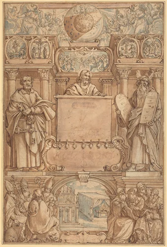 Title Page for a Bible by Augustin Braun, drawing, 1559-1651