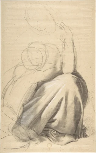 Study of a Woman and Child by Romain Cazes, drawing, 1828-1881