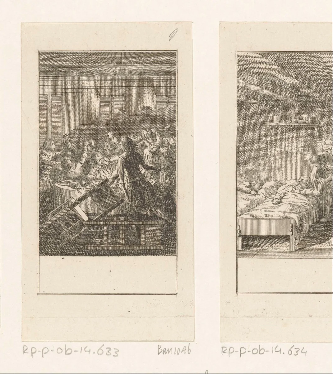 Gevecht tijdens het diner by Daniel Nikolaus Chodowiecki, print, 1783