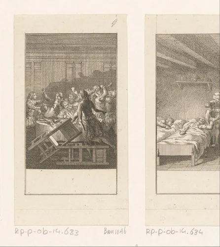Gevecht tijdens het diner by Daniel Nikolaus Chodowiecki, print, 1783