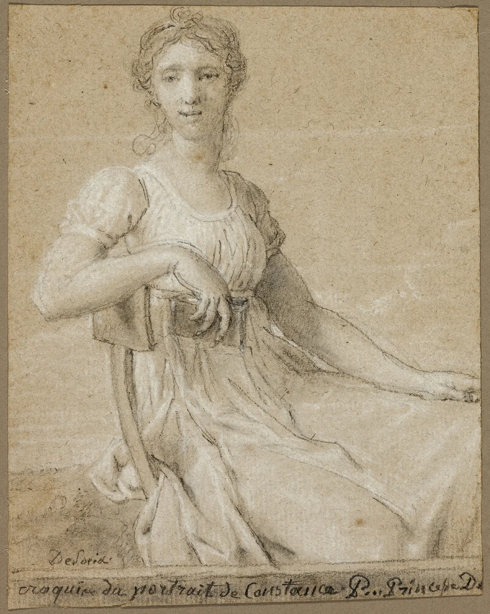 Sketch of the Portrait of Constance Pipelet (recto); Head of a Woman (verso) by Jean Baptiste François Désoria, drawing, 1778-1832