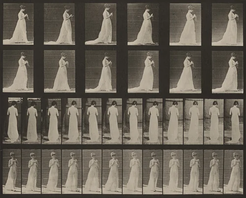 Plate Number 39. Walking; hands engaged in knitting by Eadweard Muybridge, photograph, 1887