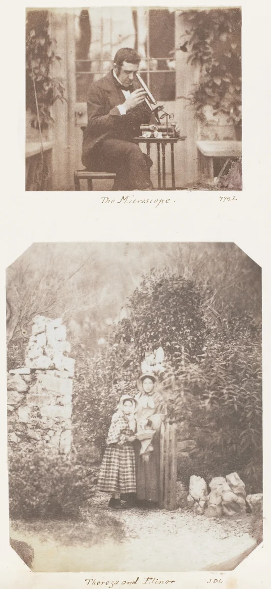 The Microscope; Thereza and Elinor by John Dillwyn Llewelyn, photograph, 1853-1856