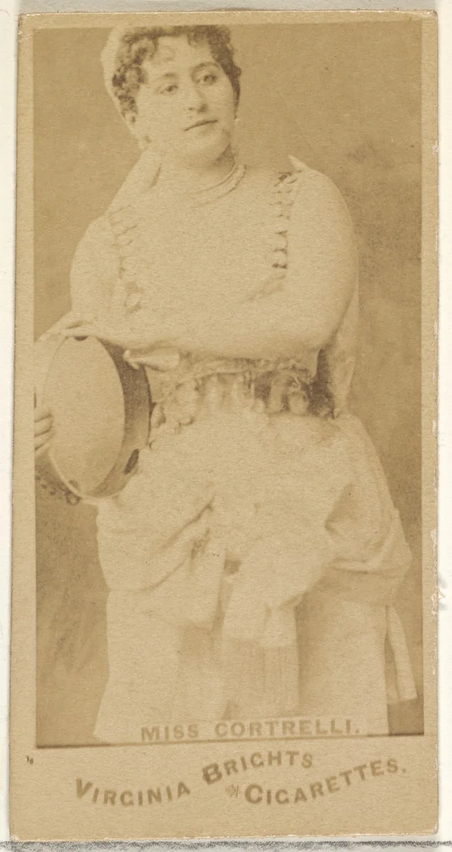 Miss Cortrelli, from the Actors and Actresses series (N45, Type 1) for Virginia Brights Cigarettes by Allen & Ginter, photograph, 1885-1891