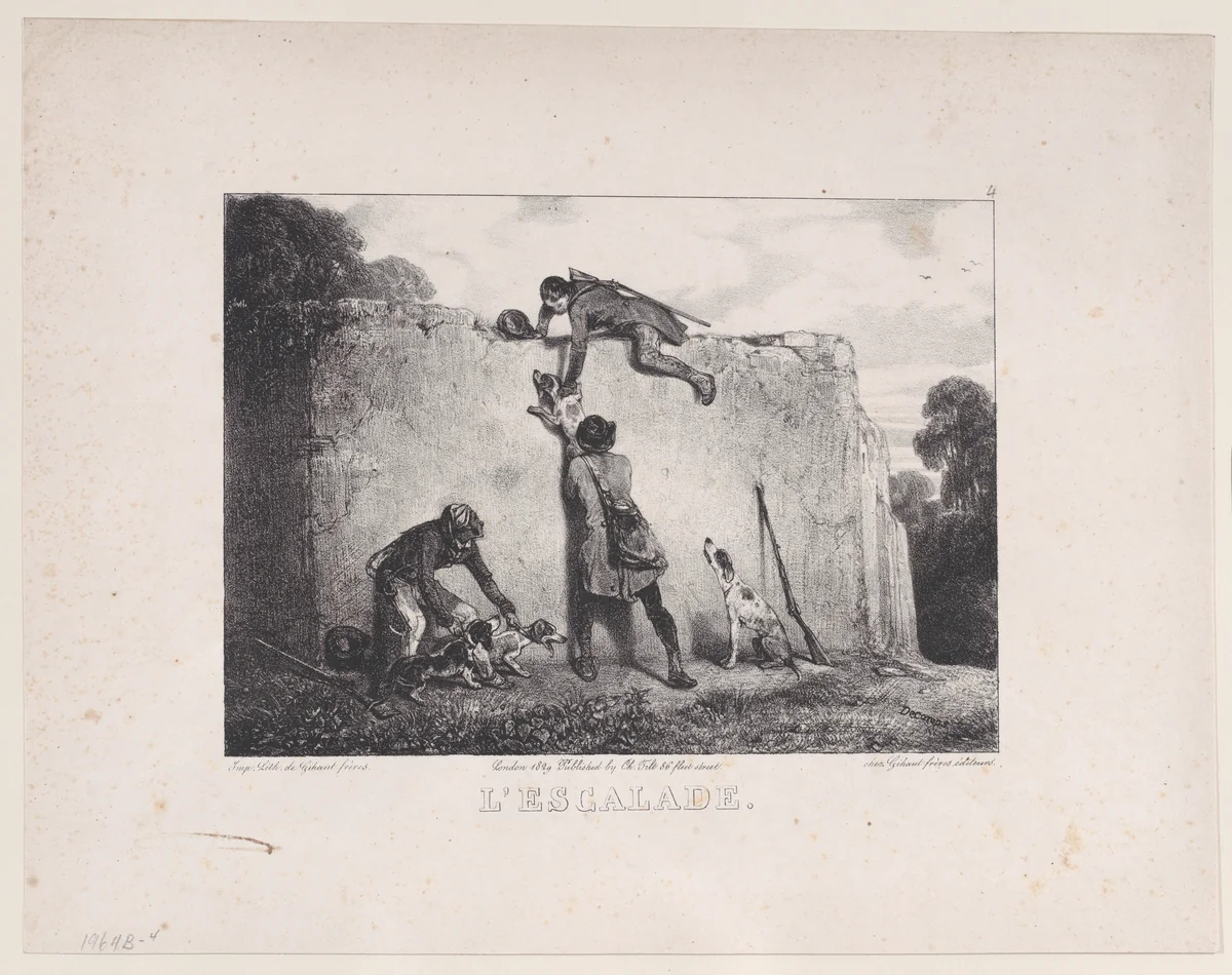 The Climb, from "Hunting Scenes" by Alexandre-Gabriel Decamps, print, 1829