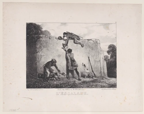 The Climb, from "Hunting Scenes" by Alexandre-Gabriel Decamps, print, 1829