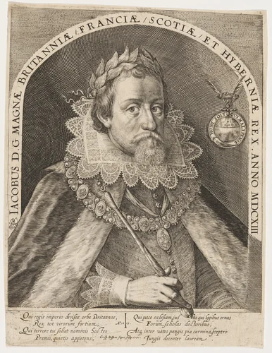 James I, King of England by Crispijn van de Passe I, print, 1565-1637