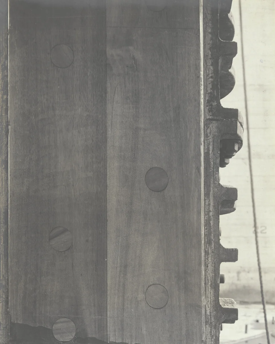 Balboa Terminals. Dry Dock #1. Greenheart on Mitre Gates by Unidentified Photographer, photograph, 1916