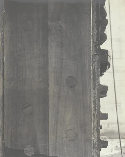 Balboa Terminals. Dry Dock #1. Greenheart on Mitre Gates by Unidentified Photographer, photograph, 1916