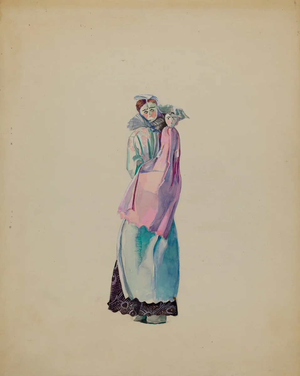 Rag Doll Nurse and Baby by Mina Lowry, index of american design, 1936