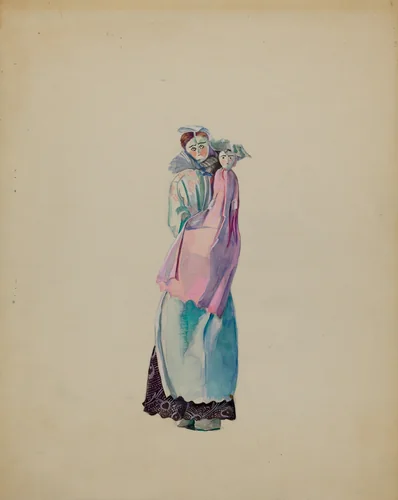 Rag Doll Nurse and Baby by Mina Lowry, index of american design, 1936