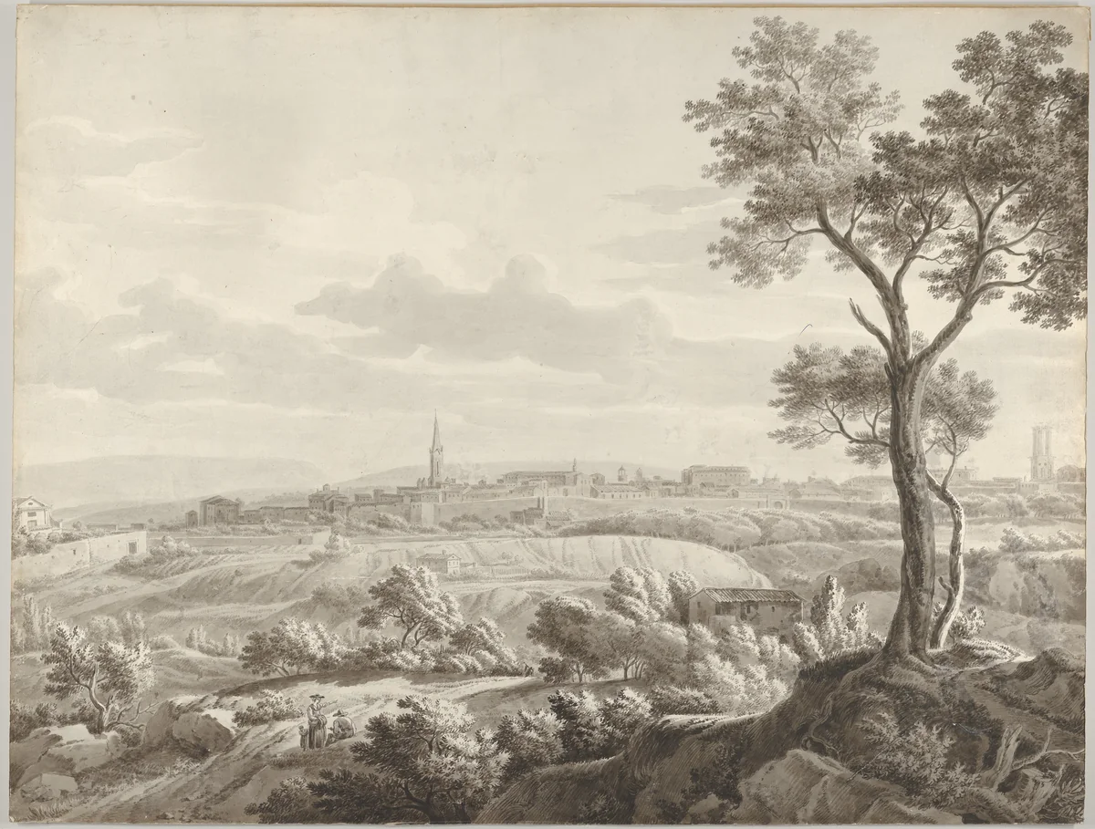 View of Aix-en-Provence by Jean Antoine Constantin, drawing, 1770-1795