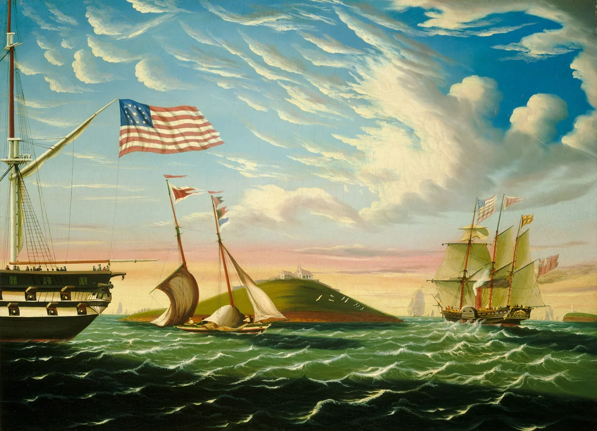 Boston Harbor by Thomas Chambers, painting, 1825-1874