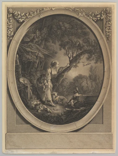 L'Arrivée du Courier (The Arrival of the Messenger) by Jacques Firmin Beauvarlet, print, 1756-1797