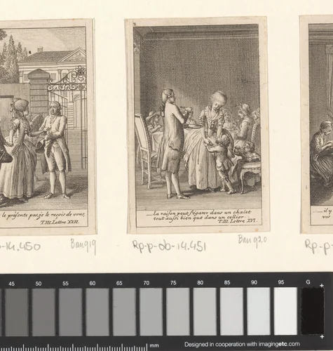 Julie en St. Preux bij het diner, omringd door Julies kinderen by Daniel Nikolaus Chodowiecki, print, 1782