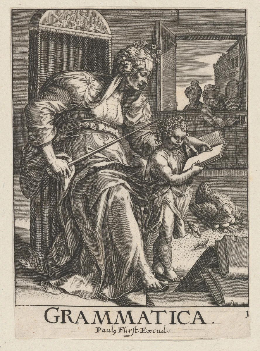 Grammatica, from The Seven Liberal Arts by Paulus Fürst, print, 1623-1666