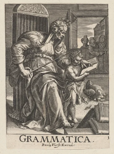 Grammatica, from The Seven Liberal Arts by Paulus Fürst, print, 1623-1666