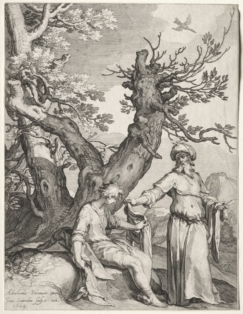 Ahijah and Jeroboam by Jan Saenredam, print, 1604