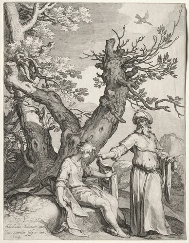 Ahijah and Jeroboam by Jan Saenredam, print, 1604