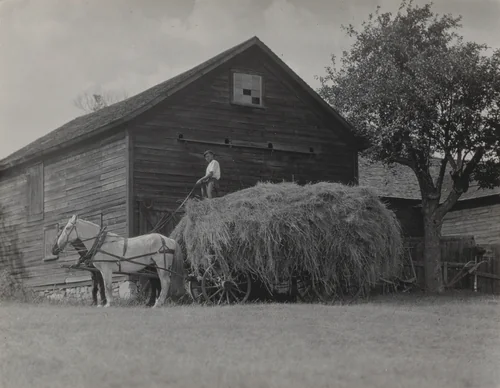 The Hay Wagon and Barn by Alfred Stieglitz, photograph, 1922