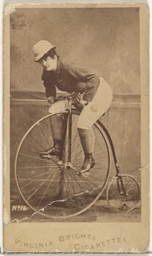 Card 16, from the Girl Cyclists series (N49) for Virginia Brights Cigarettes by Allen & Ginter, photograph, 1887