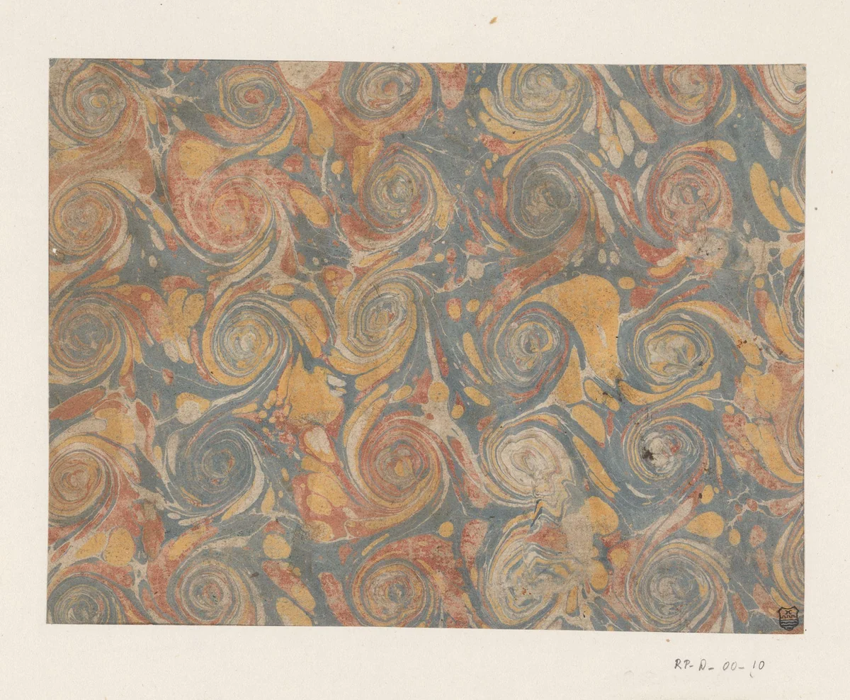 Spiraalmarmer in blauw, rood en geel by anonymous, other, 1700-1850