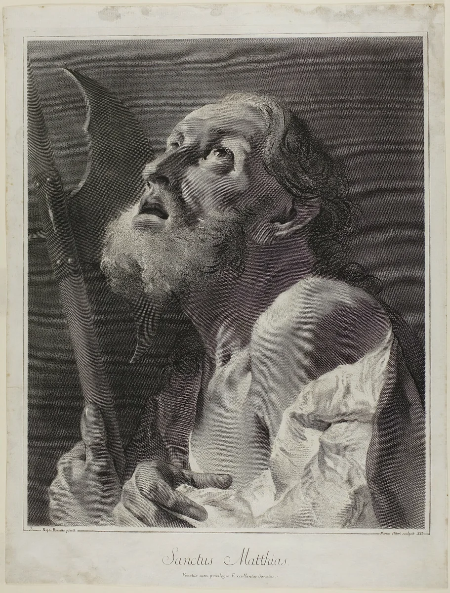 Saint Matthias, from The Holy Family and the Twelve Apostles by Giovanni Marco Pitteri, print, 1742