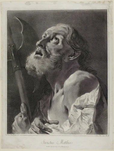 Saint Matthias, from The Holy Family and the Twelve Apostles by Giovanni Marco Pitteri, print, 1742