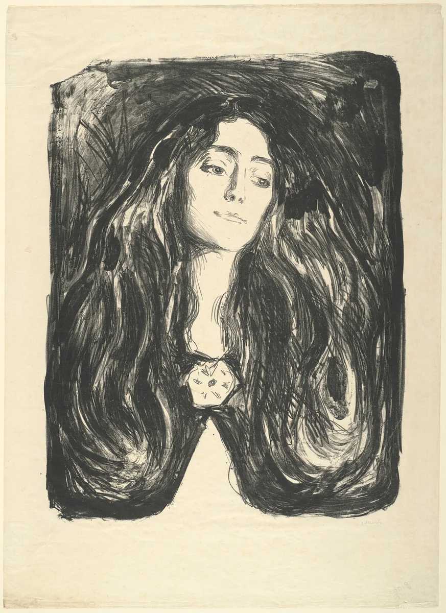 The Brooch. Eva Mudocci by Edvard Munch, print, 1903