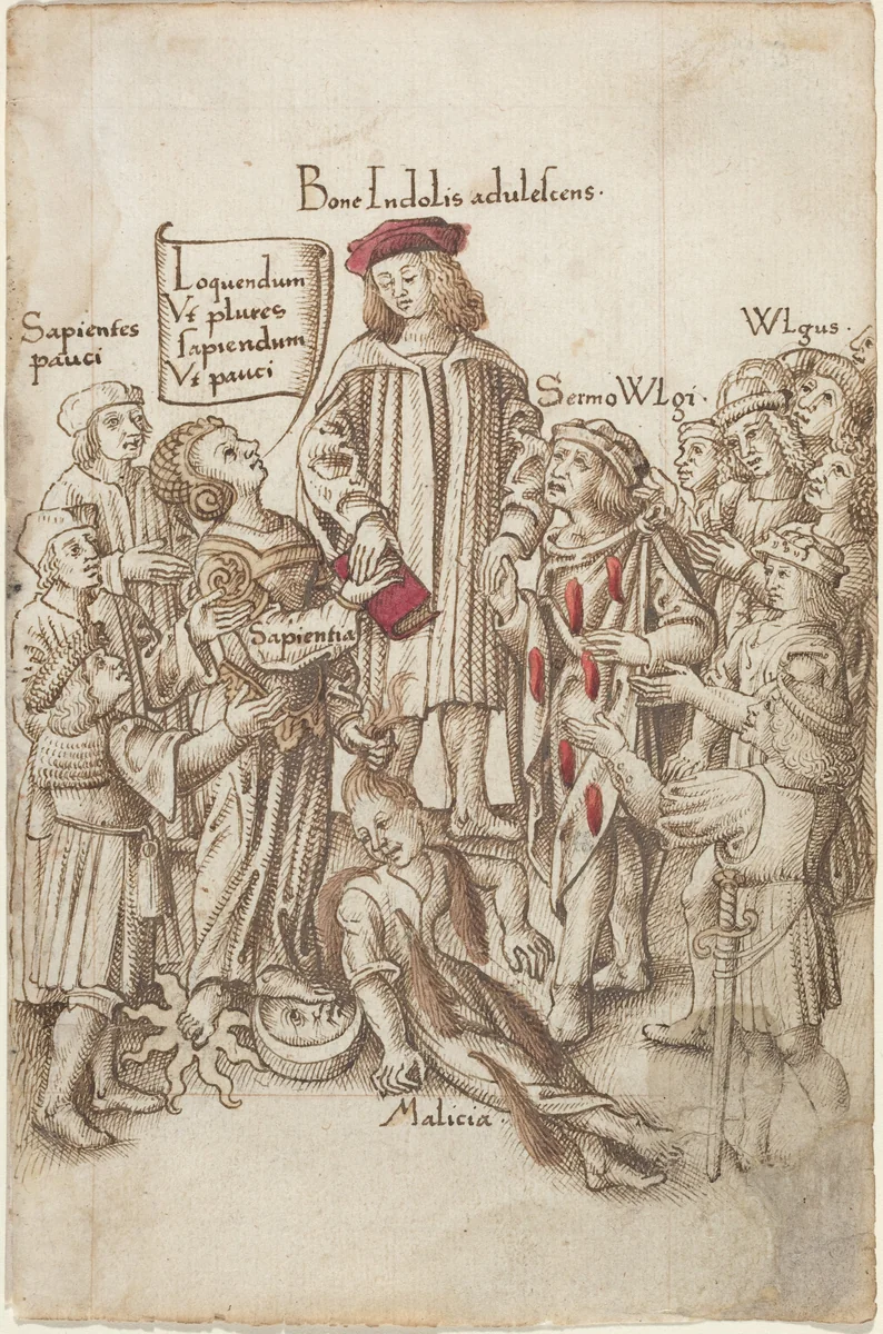 "Do Not Walk outside the Public Highway" [fol. 35 recto] by French early 16th Century, drawing, 1512-1515