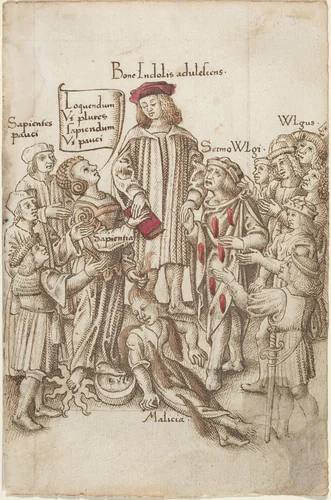 "Do Not Walk outside the Public Highway" [fol. 35 recto] by French early 16th Century, drawing, 1512-1515