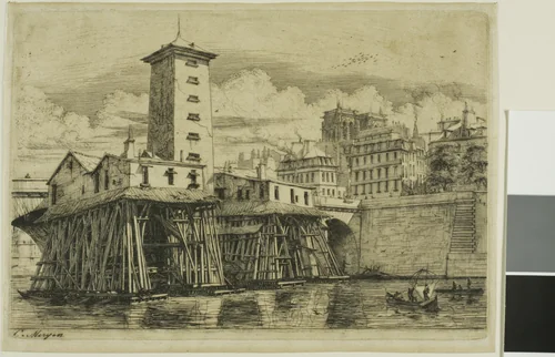 La Pompe Notre-Dame, Paris by Charles Meryon, print, 1852