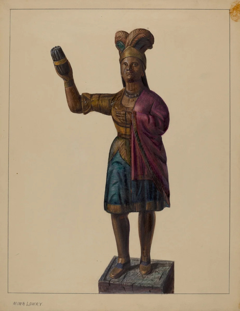 Cigar Store Indian by Mina Lowry, index of american design, 1937