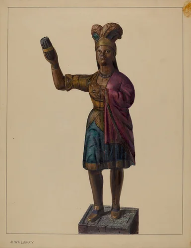 Cigar Store Indian by Mina Lowry, index of american design, 1937