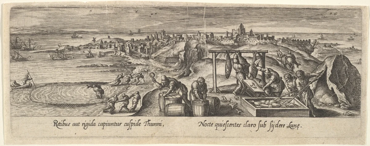 1 of 8 plates on Hunting and Fishing by Hans Bol, print, 1580-1620