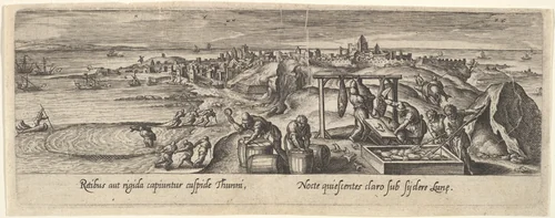 1 of 8 plates on Hunting and Fishing by Hans Bol, print, 1580-1620