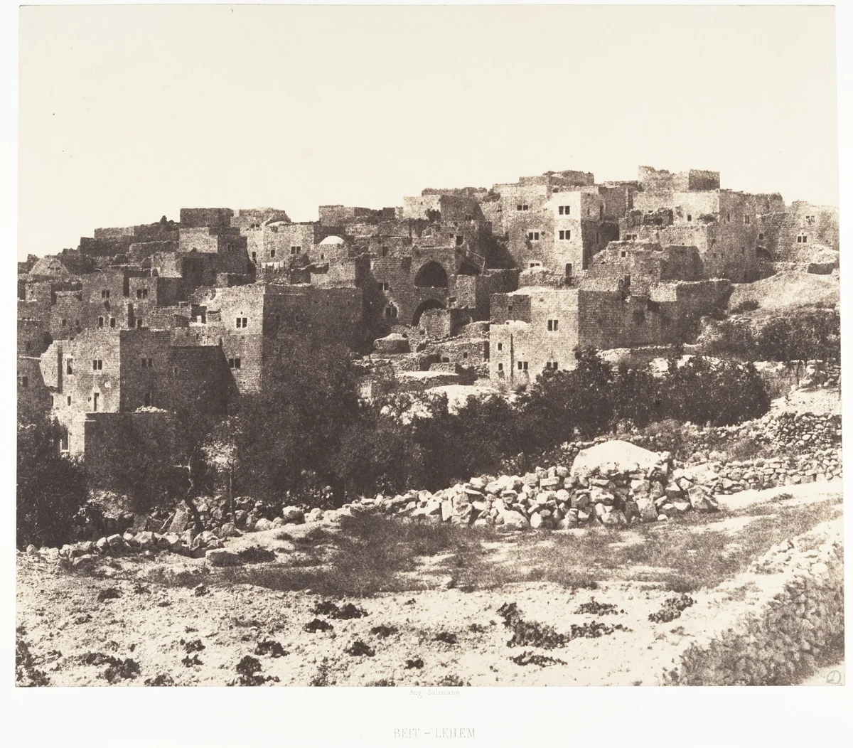 Jérusalem, Beit-Lehem, Vue générale by Auguste Salzmann, photograph, 1854-1859