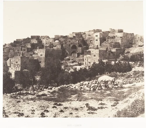 Jérusalem, Beit-Lehem, Vue générale by Auguste Salzmann, photograph, 1854-1859