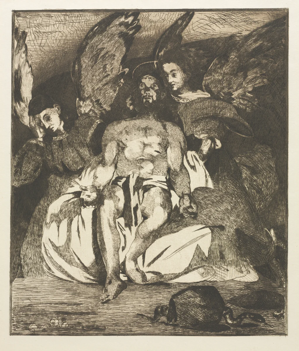 The Dead Christ with Angels by Edouard Manet, print, 1866-1867