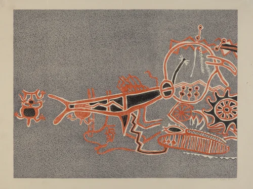 Petroglyph - Human Figures by Lala Eve Rivol, index of american design, 1935-1942