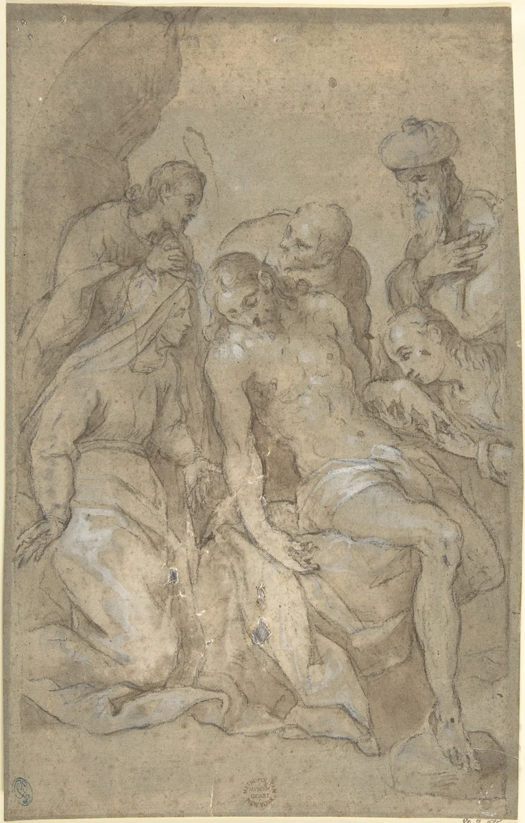 The Entombment by anonymous, drawing, 1500-1600
