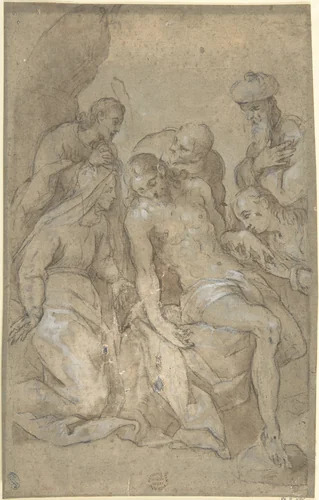 The Entombment by anonymous, drawing, 1500-1600