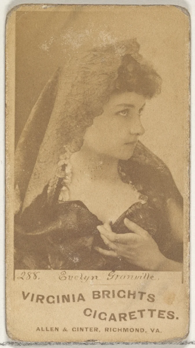 Card 288, Evelyn Granville, from the Actors and Actresses series (N45, Type 1) for Virginia Brights Cigarettes by Allen & Ginter, photograph, 1885-1891