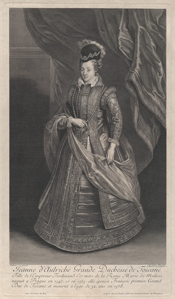 Portrait of Joanna of Austria, Grand Duchess of Tuscany by Gérard Edelinck, print, 1702-1712